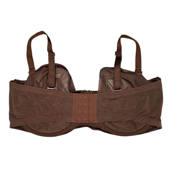 SKIMS Women’s 40DDDD Unlined Balconette Bra Strapless Sheer Cocoa Brown - Picture 2 of 5